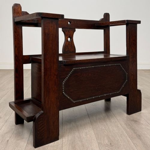 ANTIQUE 20TH CENTURY EDWARDIAN HALL SEAT IN OAK - ADDITIONAL PHOTO 7