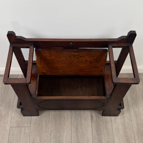 ANTIQUE 20TH CENTURY EDWARDIAN HALL SEAT IN OAK - ADDITIONAL PHOTO 9