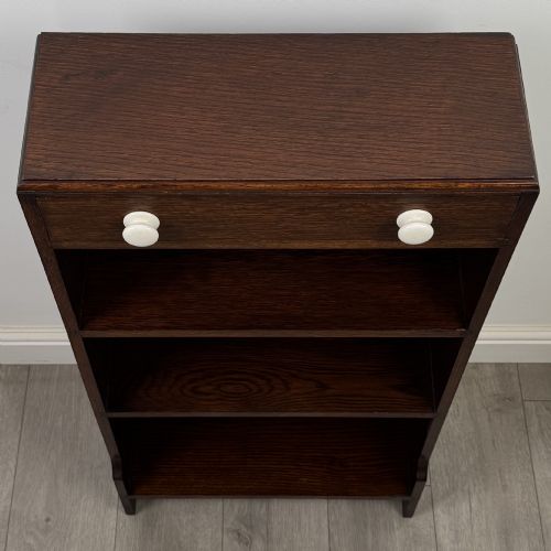 ANTIQUE 20TH CENTURY SMALL OPEN BOOKCASE IN OAK - ADDITIONAL PHOTO 9