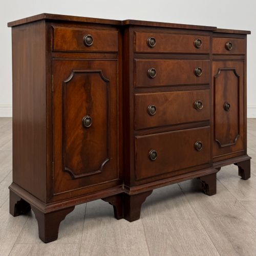 ANTIQUE 20TH CENTURY SMALL BREAKFRONT SIDEBOARD IN MAHOGANY - ADDITIONAL PHOTO 8