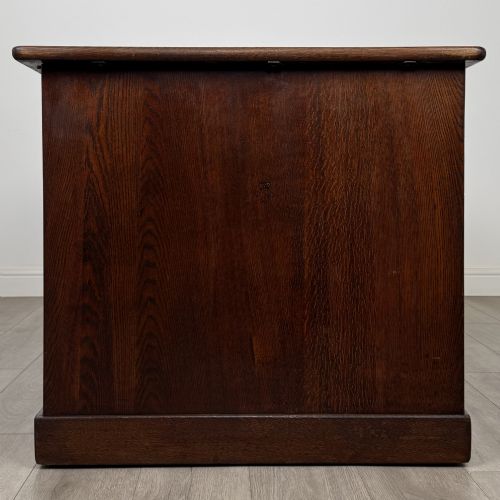 ANTIQUE 19TH CENTURY LARGE VICTORIAN PEDESTAL DESK IN OAK - ADDITIONAL PHOTO 6