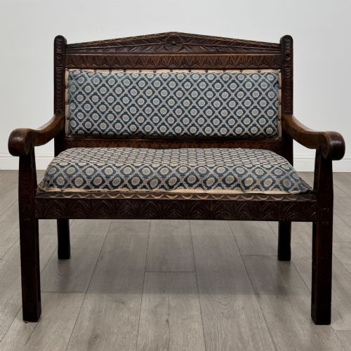 antique 19th century victorian carved oak bench - CATEGORY: ANTIQUE SOFAS - DATED VICTORIAN