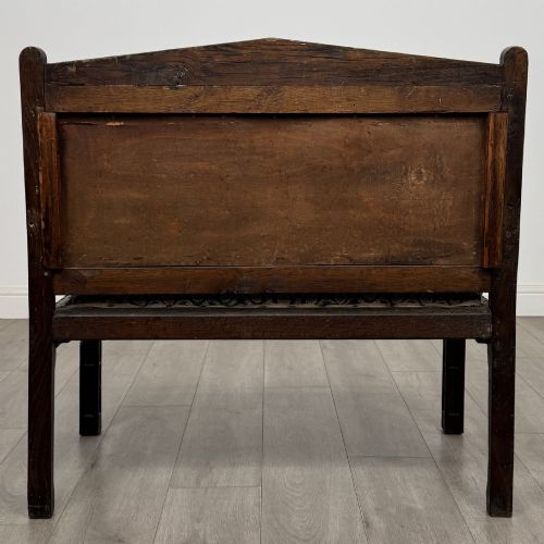 ANTIQUE 19TH CENTURY VICTORIAN CARVED OAK BENCH - ADDITIONAL PHOTO 4