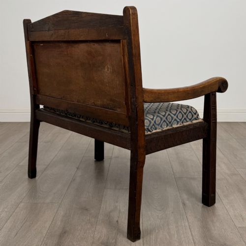 ANTIQUE 19TH CENTURY VICTORIAN CARVED OAK BENCH - ADDITIONAL PHOTO 5