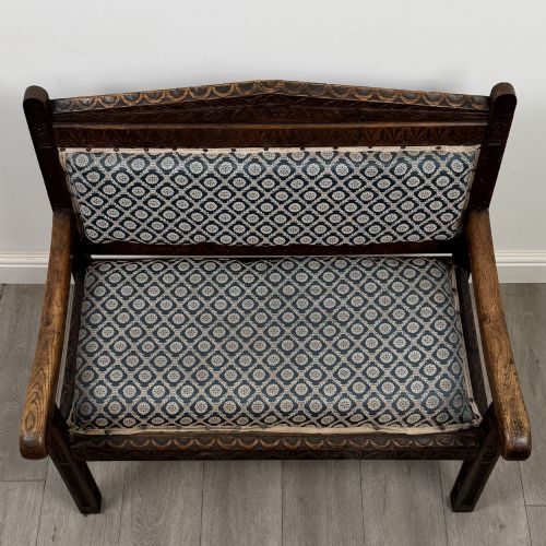ANTIQUE 19TH CENTURY VICTORIAN CARVED OAK BENCH - ADDITIONAL PHOTO 8