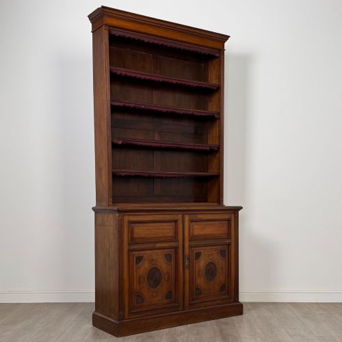 ANTIQUE 20TH CENTURY TALL OPEN BOOKCASE IN MAHOGANY - ADDITIONAL PHOTO 9