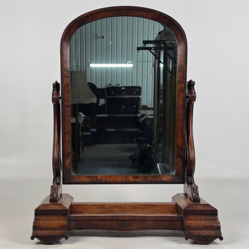 ANTIQUE 19TH CENTURY VICTORIAN DRESSING MIRROR IN MAHOGANY - ADDITIONAL PHOTO 11