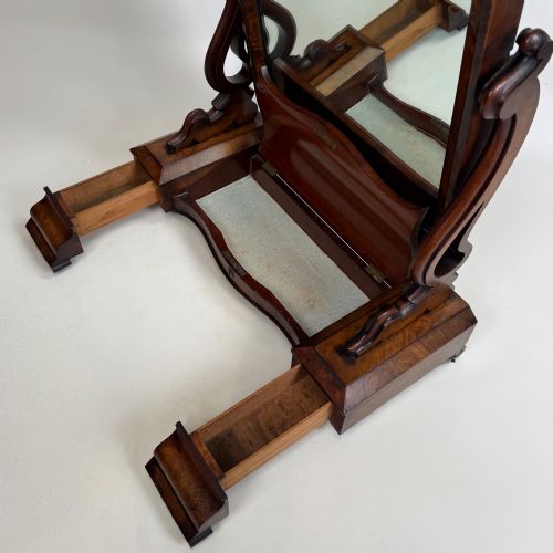 ANTIQUE 19TH CENTURY VICTORIAN DRESSING MIRROR IN MAHOGANY - ADDITIONAL PHOTO 14