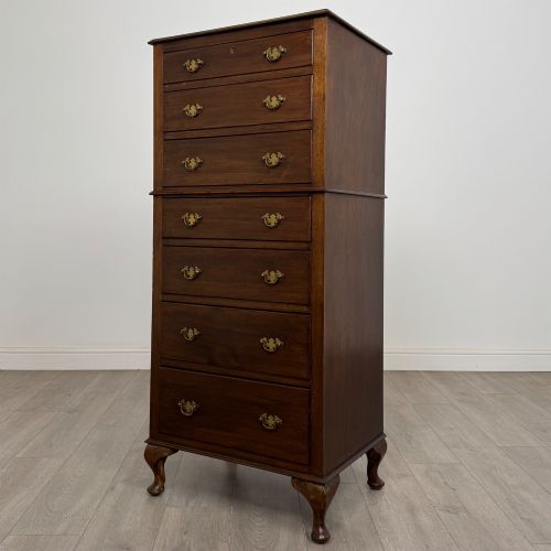 ANTIQUE 20TH CENTURY TALL EDWARDIAN MAHOGANY CHEST OF DRAWERS - ADDITIONAL PHOTO 1