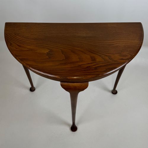 ANTIQUE 20TH CENTURY EDWARDIAN DEMI LUNE SIDE TABLE IN OAK - ADDITIONAL PHOTO 8