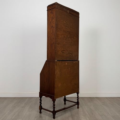 fig 4. Antique 20th Century Edwardian Bureau Bookcase In Oak