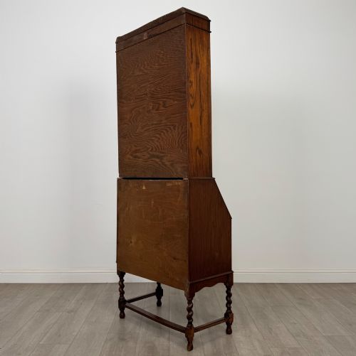 fig 6. Antique 20th Century Edwardian Bureau Bookcase In Oak