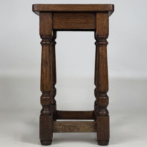 ANTIQUE 20TH CENTURY EDWARDIAN SET OF 3 OAK STOOLS - ADDITIONAL PHOTO 1