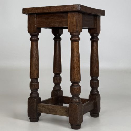 ANTIQUE 20TH CENTURY EDWARDIAN SET OF 3 OAK STOOLS - ADDITIONAL PHOTO 2