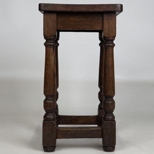 ANTIQUE 20TH CENTURY EDWARDIAN SET OF 3 OAK STOOLS - ADDITIONAL PHOTO 3