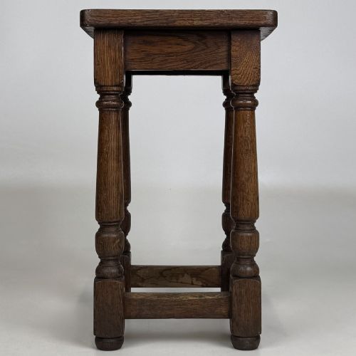 ANTIQUE 20TH CENTURY EDWARDIAN SET OF 3 OAK STOOLS - ADDITIONAL PHOTO 5