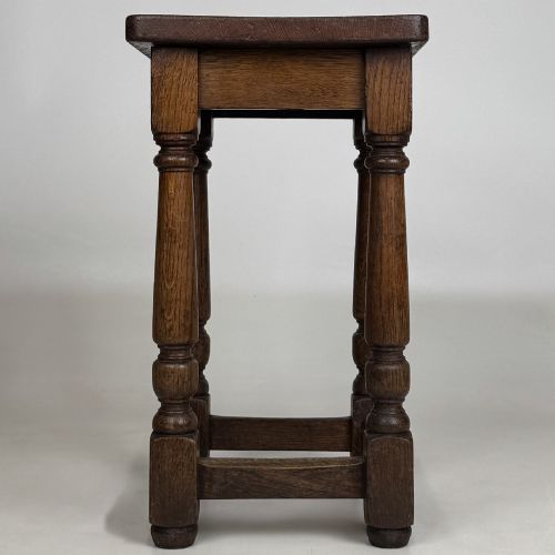 ANTIQUE 20TH CENTURY EDWARDIAN SET OF 3 OAK STOOLS - ADDITIONAL PHOTO 7
