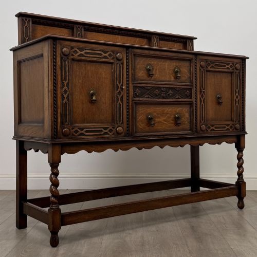ANTIQUE 20TH CENTURY JACOBEAN STYLE SIDEBOARD IN OAK - ADDITIONAL PHOTO 8
