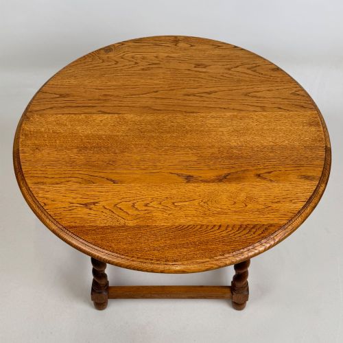 ANTIQUE 20TH CENTURY ROUND EDWARDIAN COFFEE TABLE IN OAK - ADDITIONAL PHOTO 8