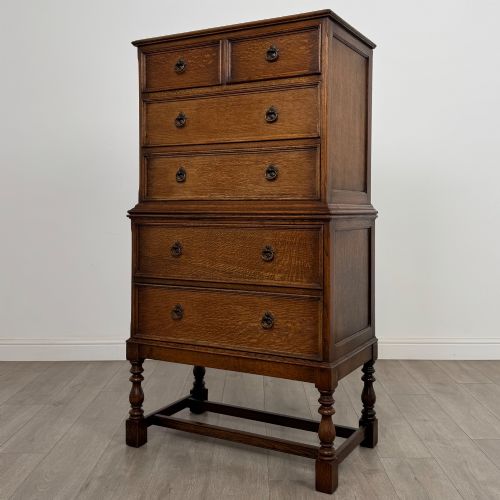 ANTIQUE 20TH CENTURY EDWARDIAN CHEST ON CHEST IN OAK - ADDITIONAL PHOTO 1