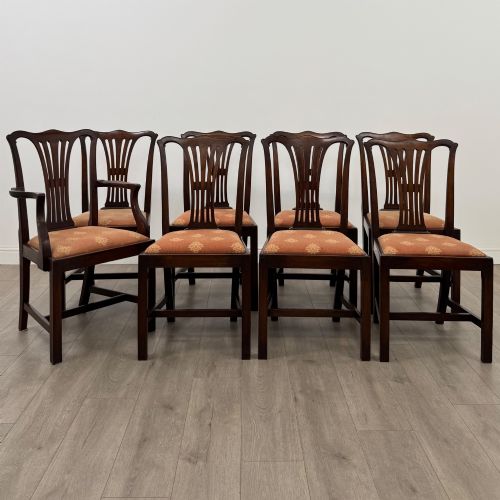 ANTIQUE 19TH CENTURY GEORGIAN STYLE SET OF 8 MAHOGANY DINING CHAIRS