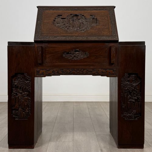 antique 20th century bureau in chinese rosewood - CATEGORY: ANTIQUE BUREAU - DATED EDWARDIAN
