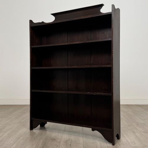 ANTIQUE 20TH CENTURY EDWARDIAN OPEN BOOKCASE IN OAK - ADDITIONAL PHOTO 2