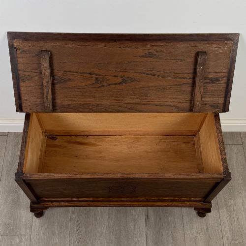 ANTIQUE 20TH CENTURY EDWARDIAN BLANKET BOX IN OAK - ADDITIONAL PHOTO 9