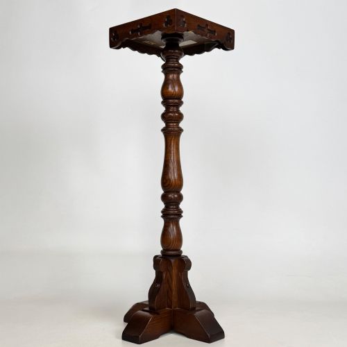 fig 1. Antique 20th Century Decorative Plant Stand In Oak