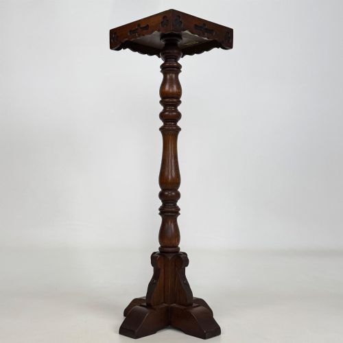 fig 3. Antique 20th Century Decorative Plant Stand In Oak