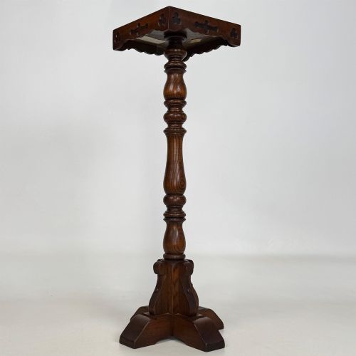 fig 7. Antique 20th Century Decorative Plant Stand In Oak