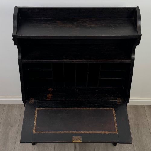 ANTIQUE 19TH CENTURY VICTORIAN GREEN MAN BUREAU IN OAK - ADDITIONAL PHOTO 11