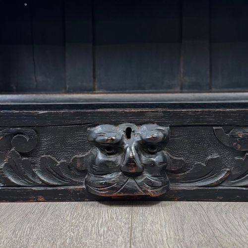 ANTIQUE 19TH CENTURY VICTORIAN GREEN MAN BUREAU IN OAK - ADDITIONAL PHOTO 13