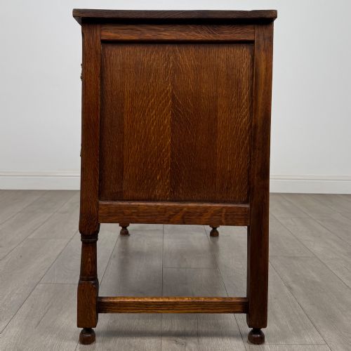 ANTIQUE 20TH CENTURY EDWARDIAN CARVED OAK DESK - ADDITIONAL PHOTO 2