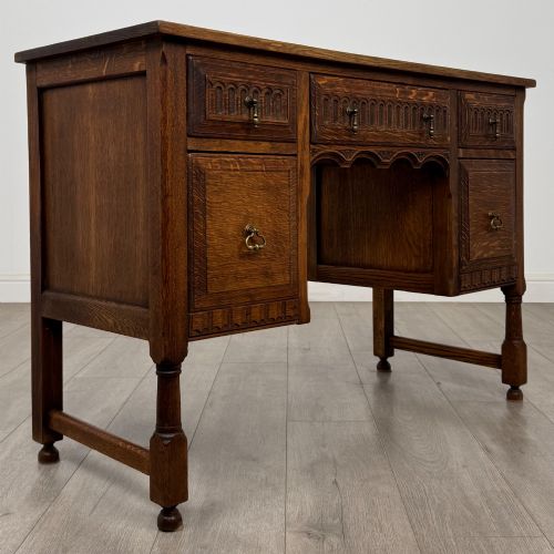 ANTIQUE 20TH CENTURY EDWARDIAN CARVED OAK DESK - ADDITIONAL PHOTO 7