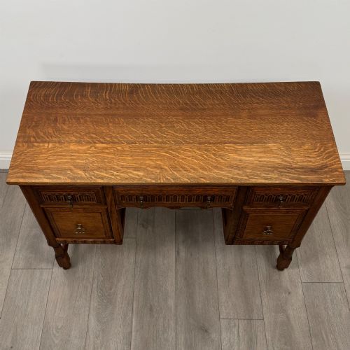 ANTIQUE 20TH CENTURY EDWARDIAN CARVED OAK DESK - ADDITIONAL PHOTO 8