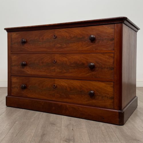 fig 1. Antique 19th Century Deep Victorian Chest Of Drawers In Mahogany