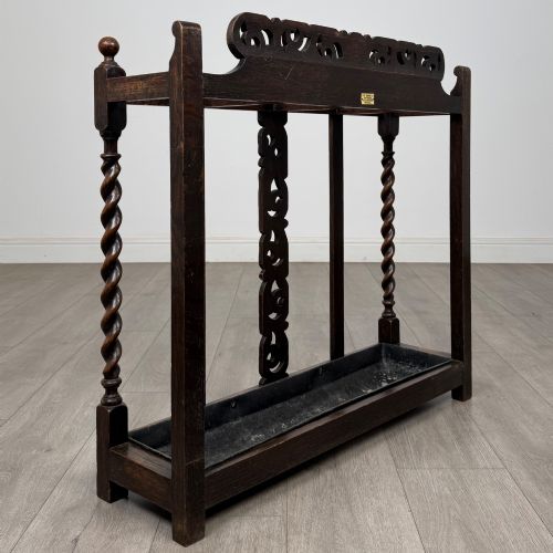 ANTIQUE 19TH CENTURY UMBRELLA STAND STICK STAND IN OAK - ADDITIONAL PHOTO 3
