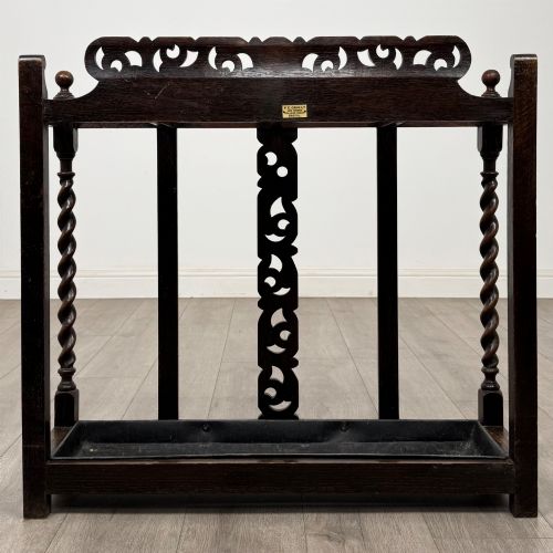 ANTIQUE 19TH CENTURY UMBRELLA STAND STICK STAND IN OAK - ADDITIONAL PHOTO 4