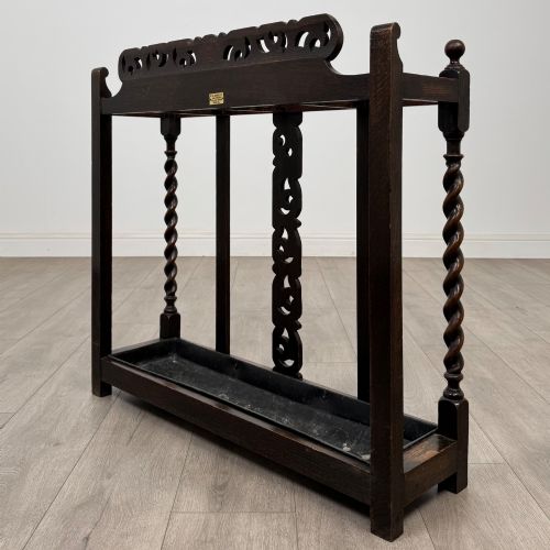 ANTIQUE 19TH CENTURY UMBRELLA STAND STICK STAND IN OAK - ADDITIONAL PHOTO 5