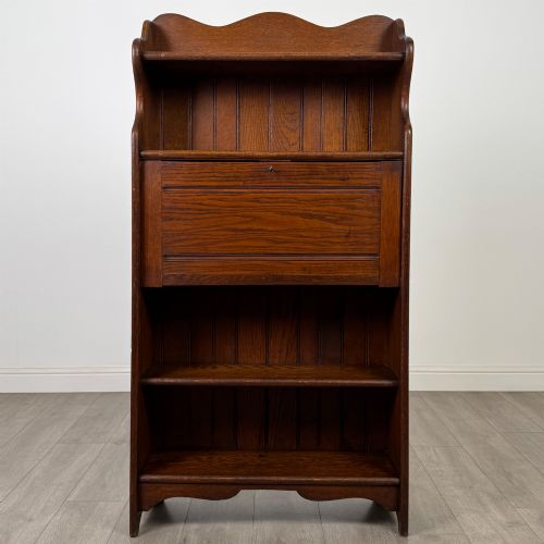 antique 20th century narrow edwardian bureau in oak - CATEGORY: ANTIQUE BUREAU - DATED EDWARDIAN