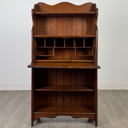 ANTIQUE 20TH CENTURY NARROW EDWARDIAN BUREAU IN OAK - ADDITIONAL PHOTO 2