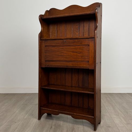 ANTIQUE 20TH CENTURY NARROW EDWARDIAN BUREAU IN OAK - ADDITIONAL PHOTO 3