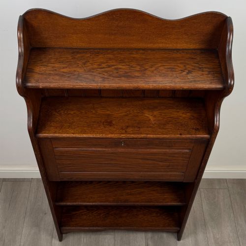 ANTIQUE 20TH CENTURY NARROW EDWARDIAN BUREAU IN OAK - ADDITIONAL PHOTO 10
