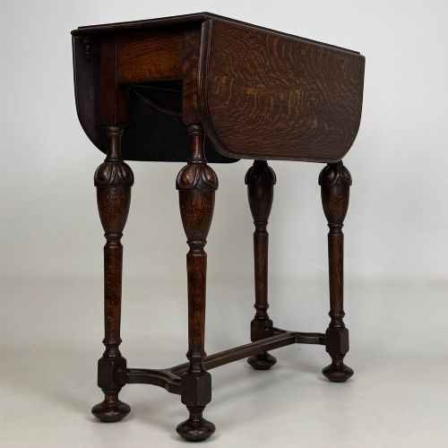 ANTIQUE 20TH CENTURY SMALL DROP LEAF SIDE TABLE IN OAK - ADDITIONAL PHOTO 5