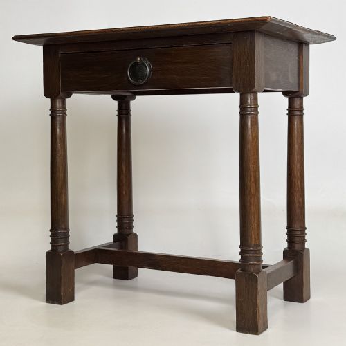 fig 1. Antique 20th Century Art Nouveau Style Side Table In Oak