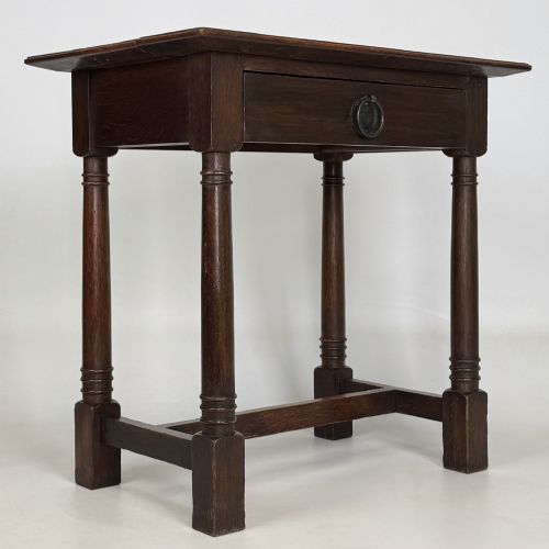 fig 7. Antique 20th Century Art Nouveau Style Side Table In Oak