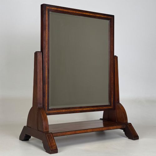 ANTIQUE 20TH CENTURY INLAID DRESSING MIRROR IN MAHOGANY - ADDITIONAL PHOTO 9