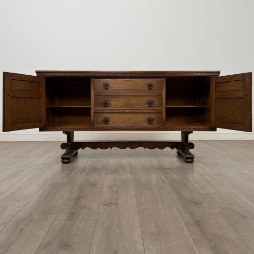 fig 1. Antique 20th Century Carved Sideboard In Oak