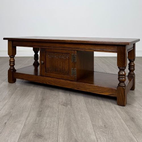 fig 2. Antique 20th Century Linenfold Coffee Table In Oak